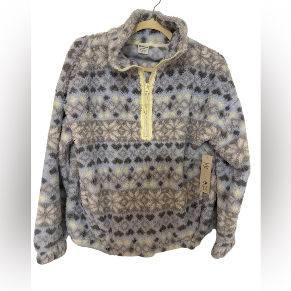 NWT No Boundaries Plush Pullover in Blue Fair Isle Size Womens M